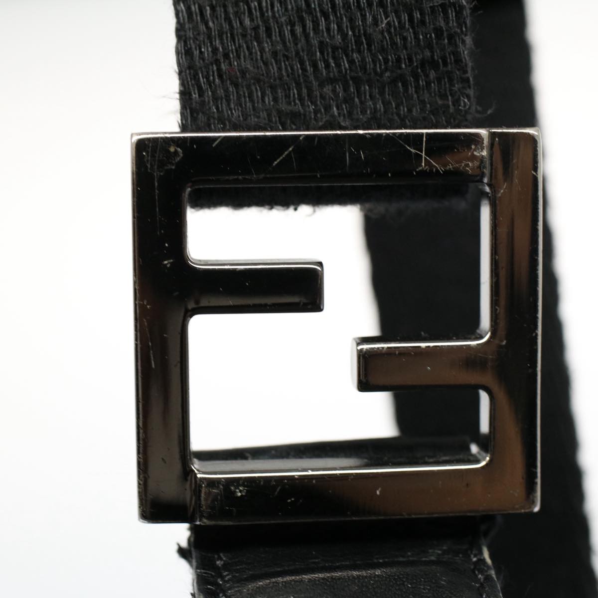 FENDI Zucchino Canvas Shoulder Bag Black yk8645