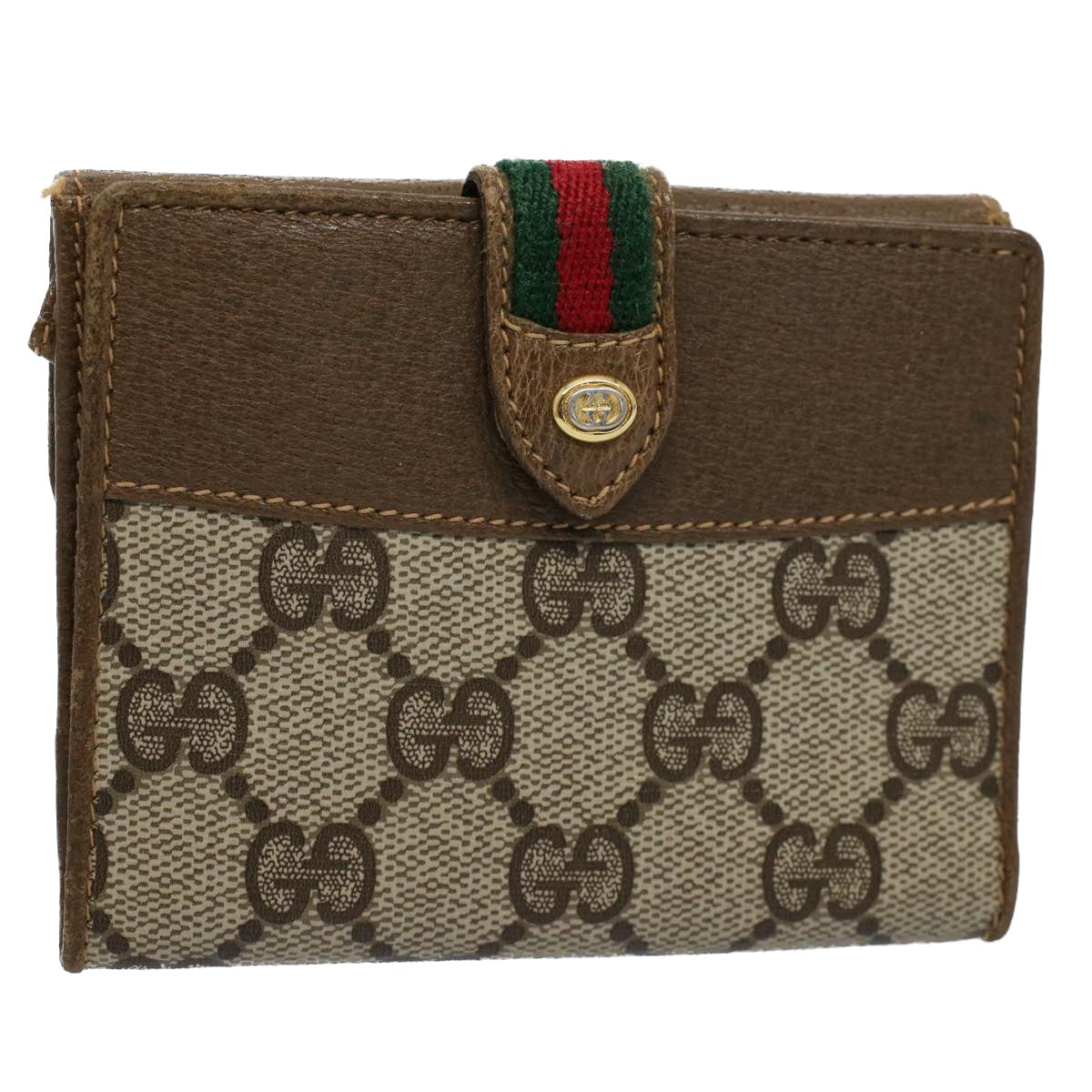 GUCCI GG Canvas Wallet PVC Leather Beige yk8700