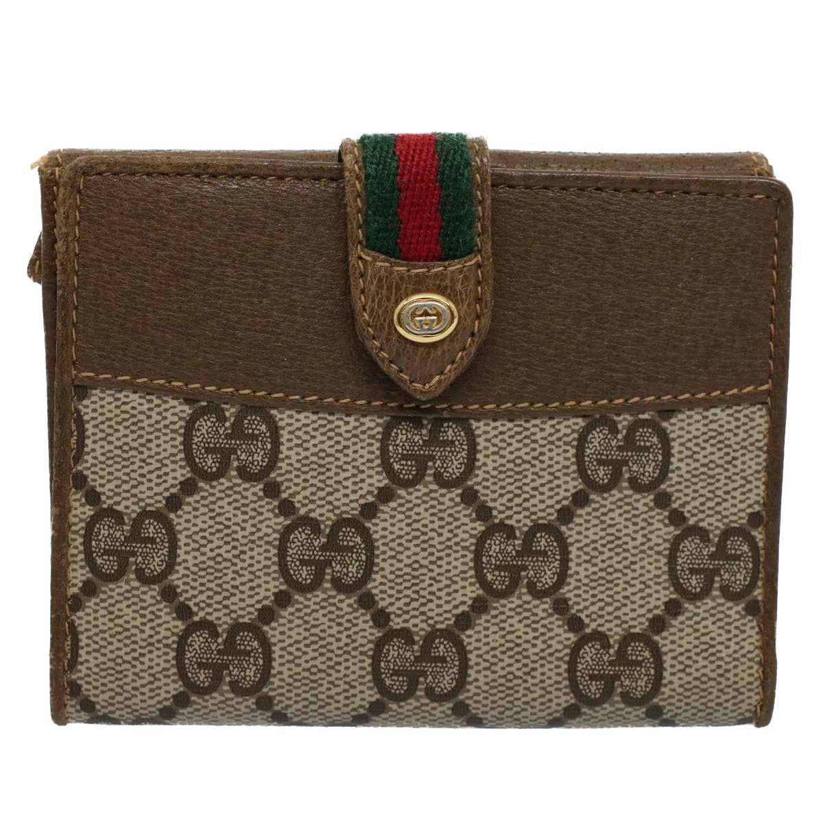 GUCCI GG Canvas Wallet PVC Leather Beige yk8700