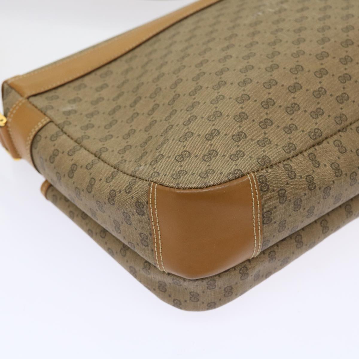 GUCCI Micro GG Canvas Shoulder Bag PVC Leather Beige yk8723