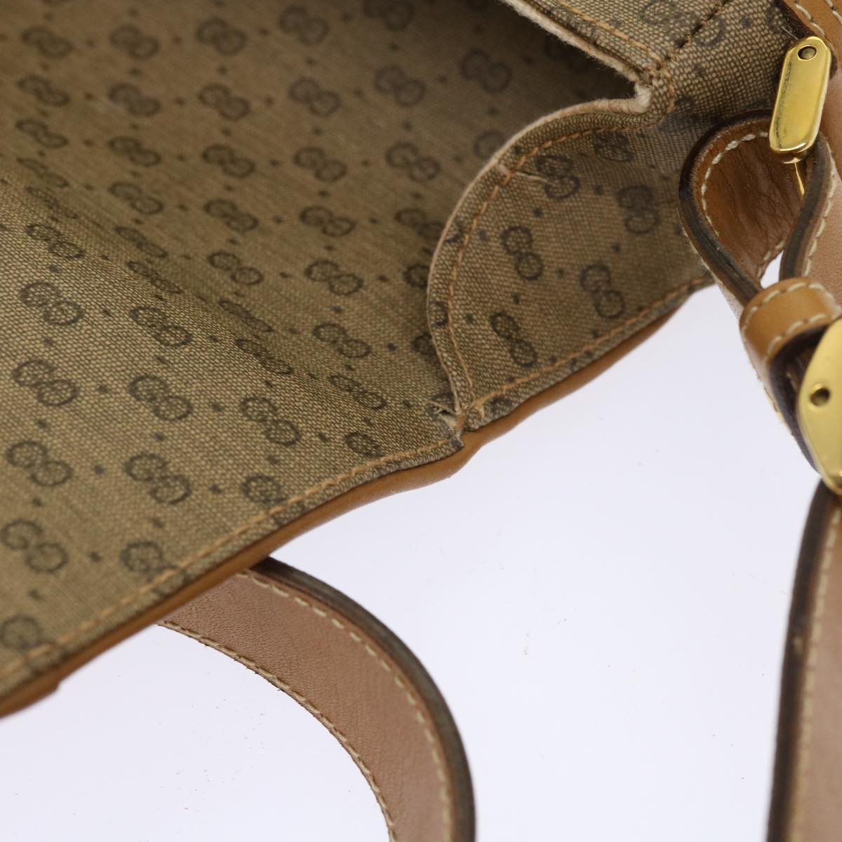 GUCCI Micro GG Canvas Shoulder Bag PVC Leather Beige yk8723