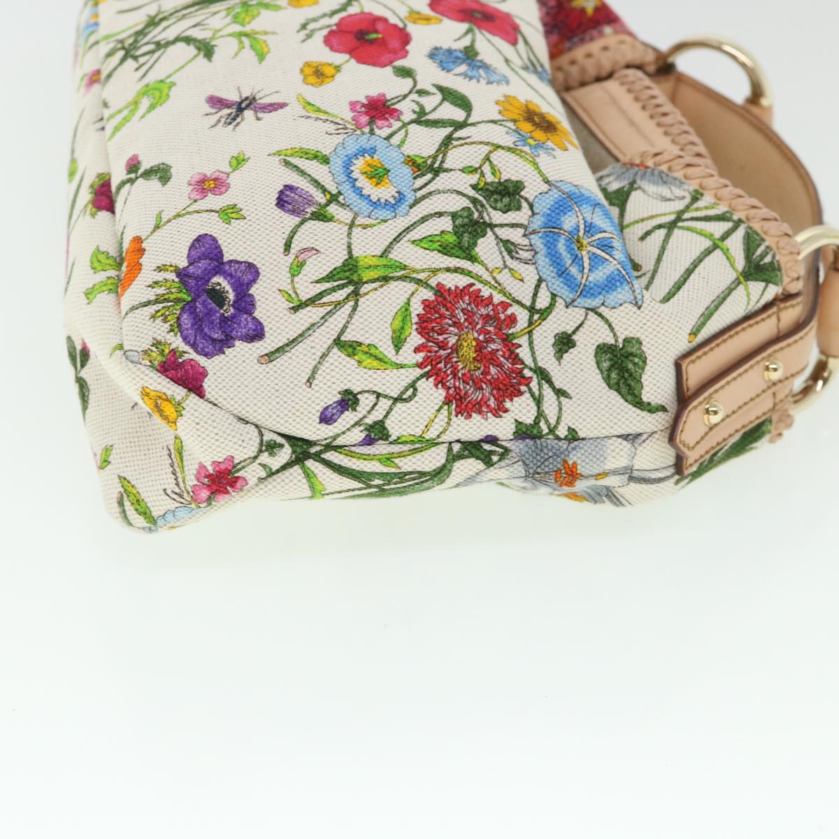 GUCCI Flora Horsebit Hand Bag Canvas Multicolor 145823 yk8726