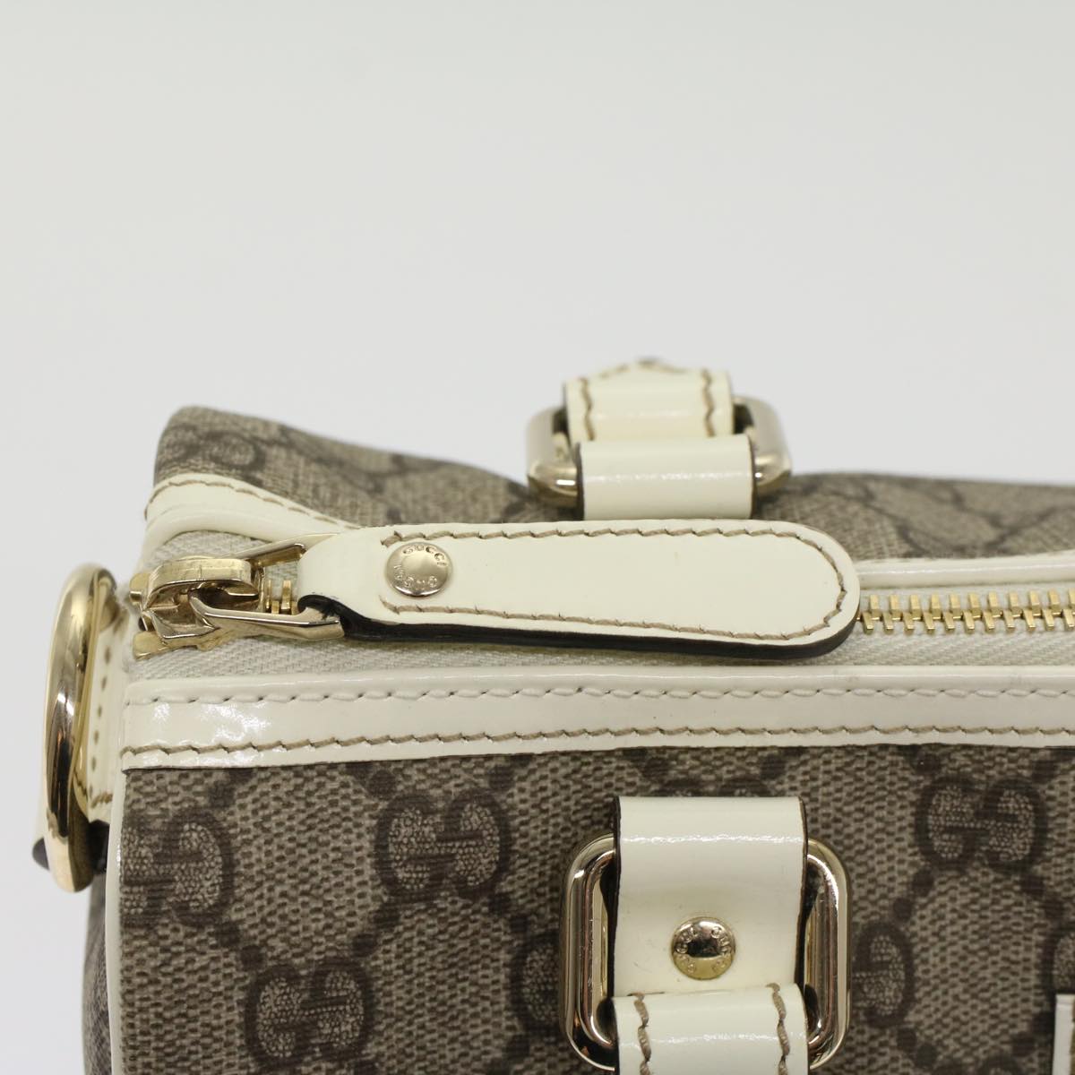 GUCCI GG Canvas Mini Boston Bag PVC Leather Beige 193604 yk8727