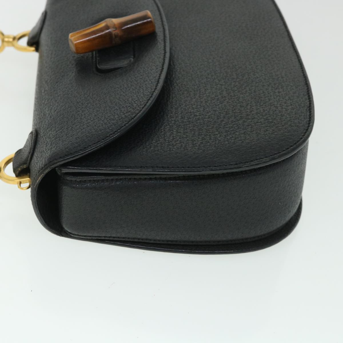GUCCI Bamboo Hand Bag Leather Black 000 2113 0633 yk8763