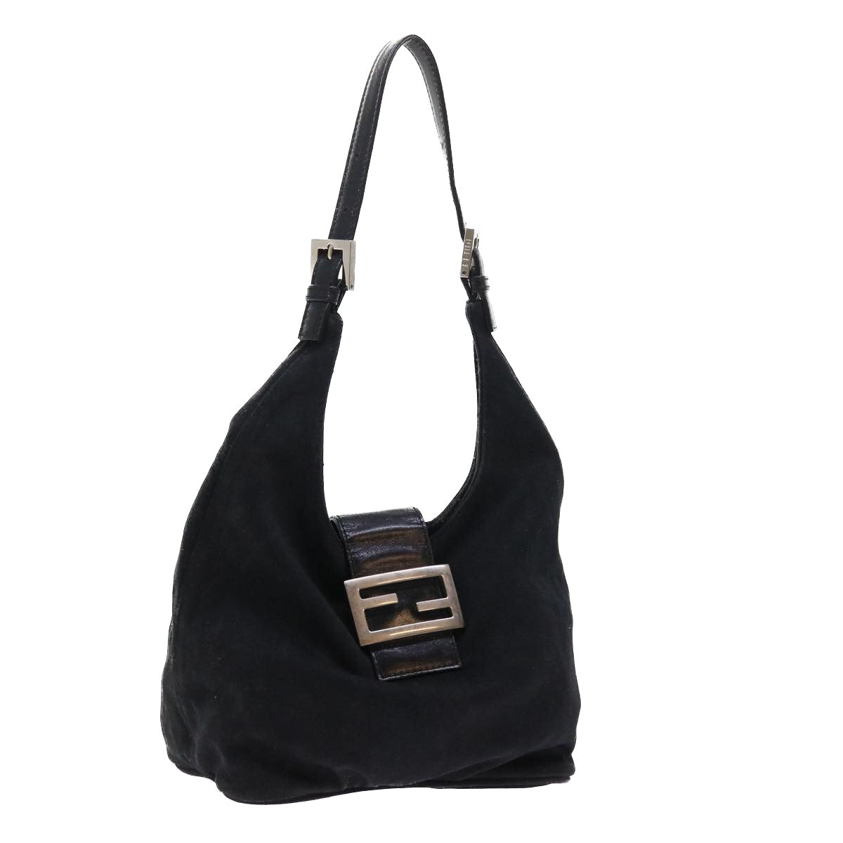 FENDI Mamma Baguette Shoulder Bag Nylon Black yk8798