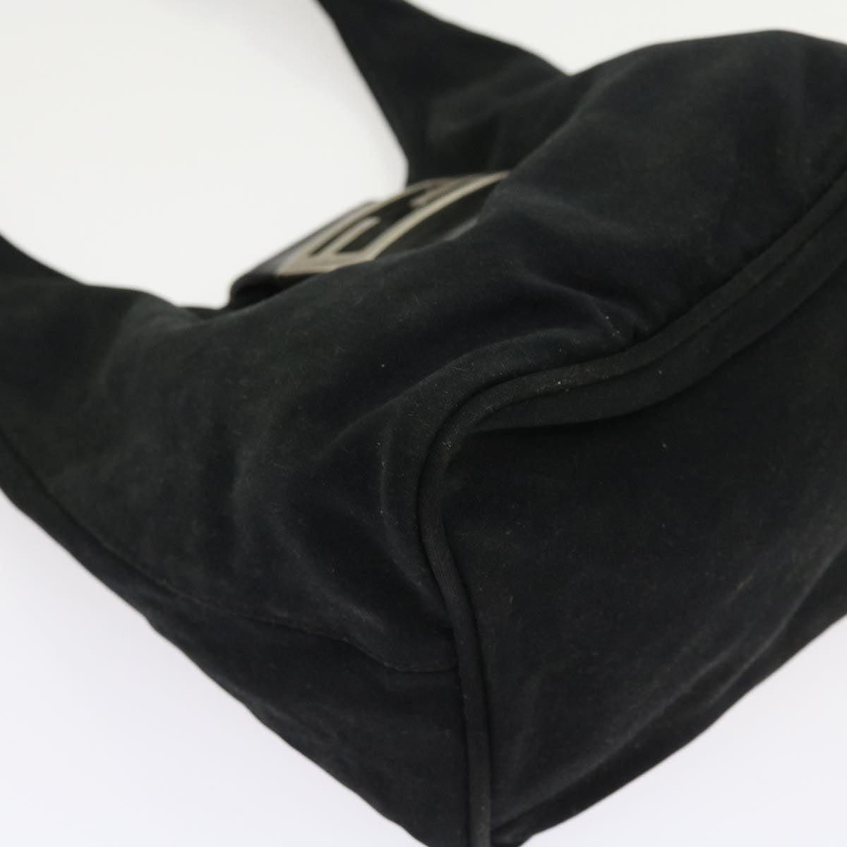 FENDI Mamma Baguette Shoulder Bag Nylon Black yk8798