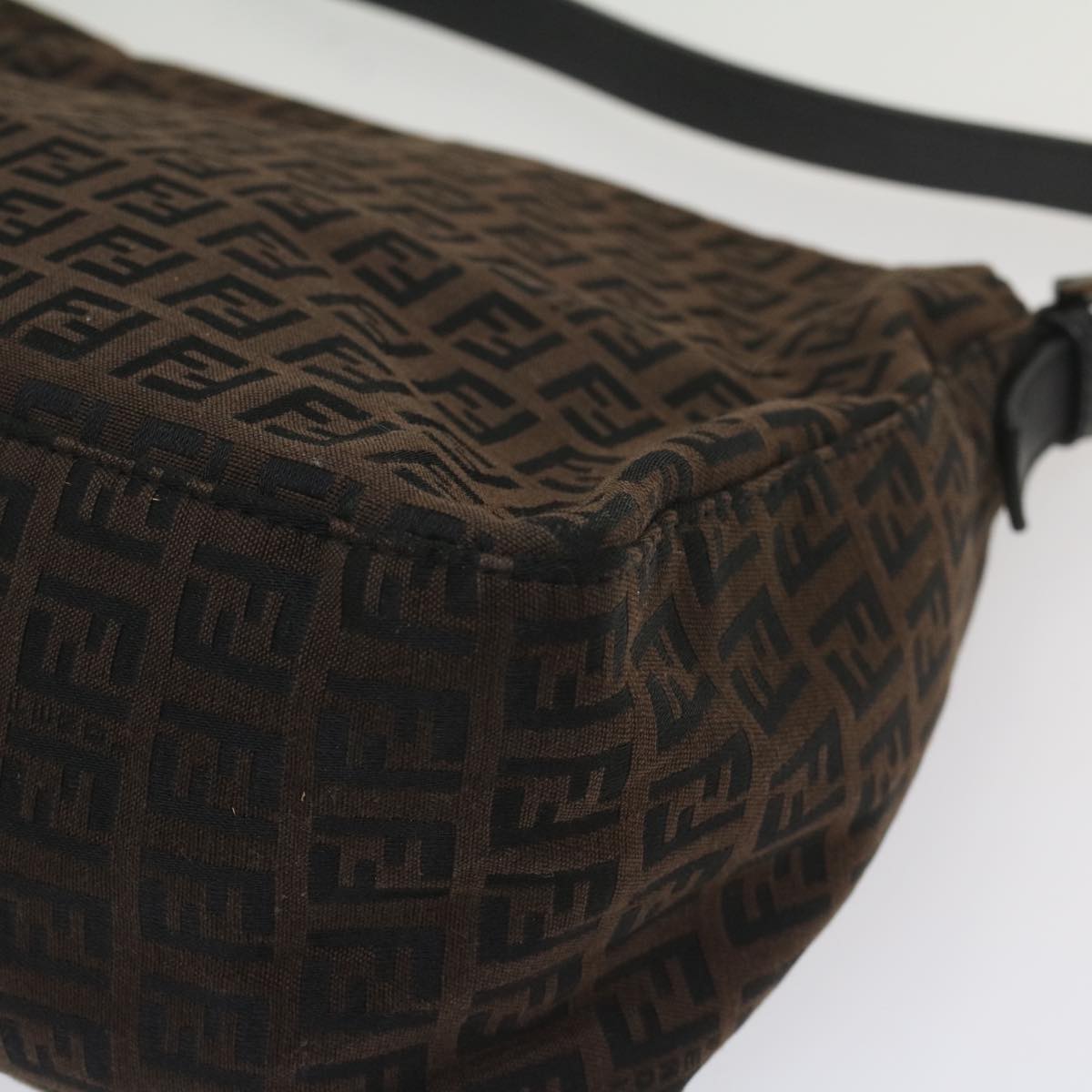 FENDI Zucchino Canvas Mamma Baguette Shoulder Bag Brown yk8935