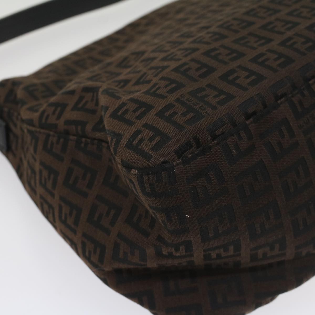 FENDI Zucchino Canvas Mamma Baguette Shoulder Bag Brown yk8935