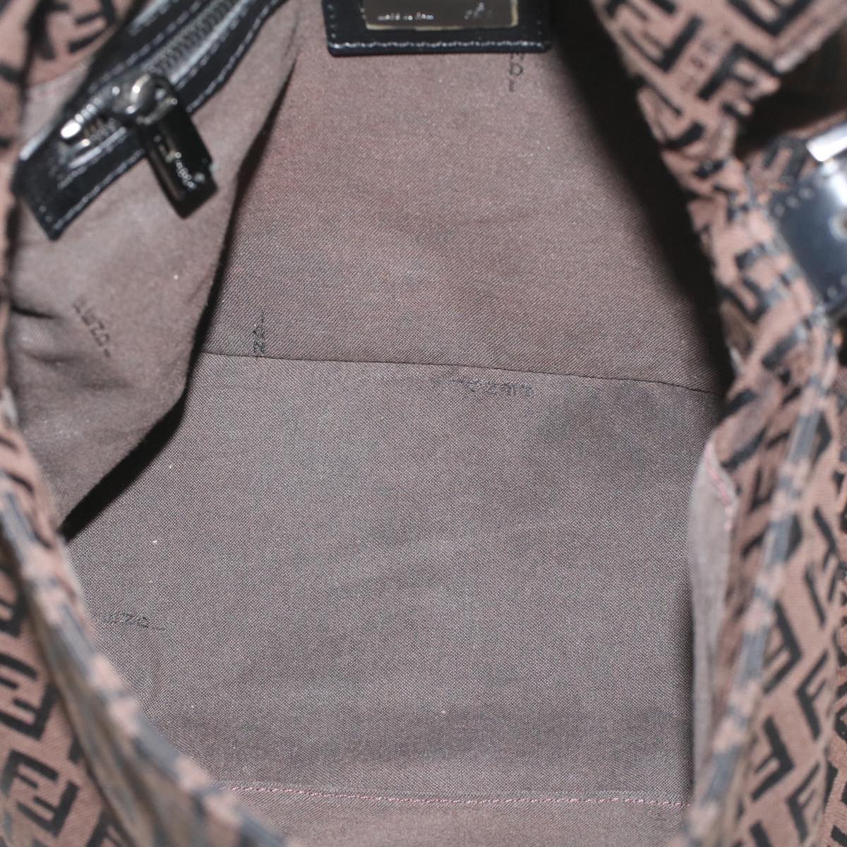 FENDI Zucchino Canvas Mamma Baguette Shoulder Bag Brown yk8935