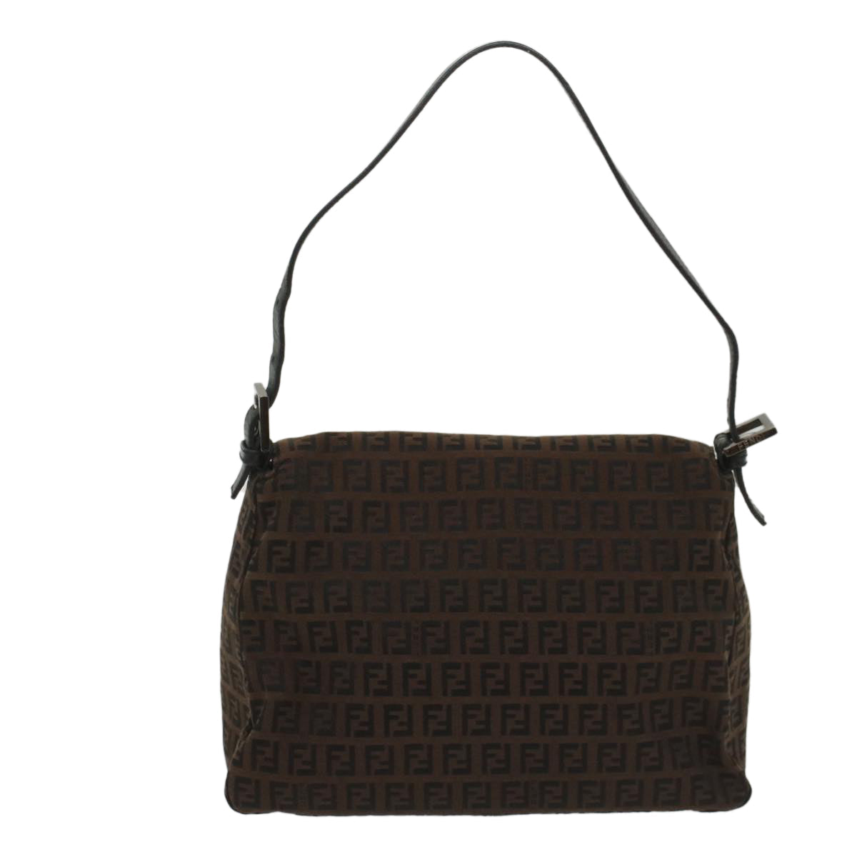 FENDI Zucchino Canvas Mamma Baguette Shoulder Bag Brown yk8935