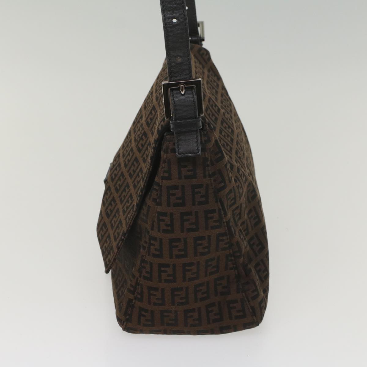 FENDI Zucchino Canvas Mamma Baguette Shoulder Bag Brown yk8935