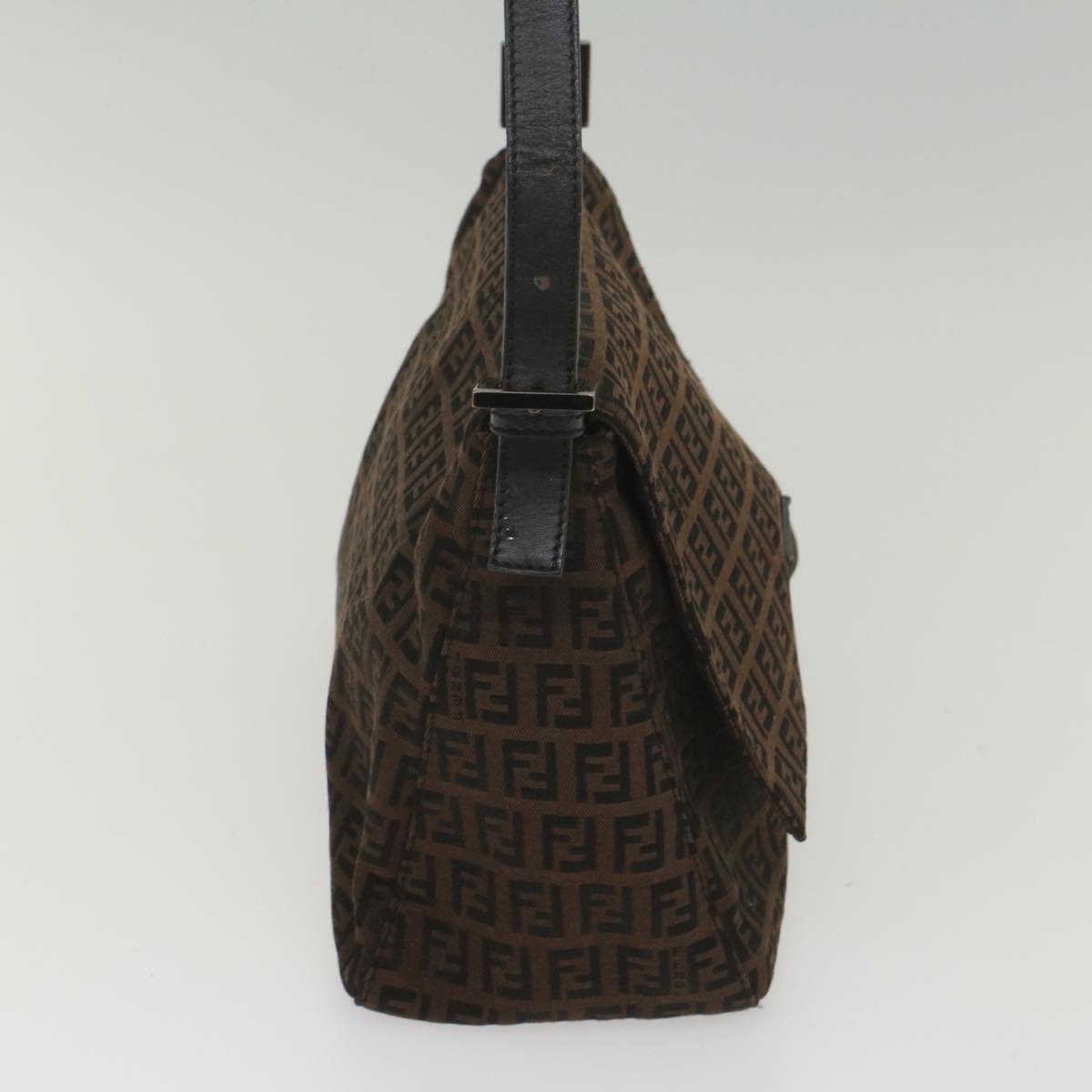 FENDI Zucchino Canvas Mamma Baguette Shoulder Bag Brown yk8935