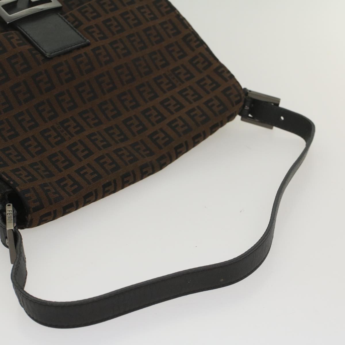 FENDI Zucchino Canvas Mamma Baguette Shoulder Bag Brown yk8935