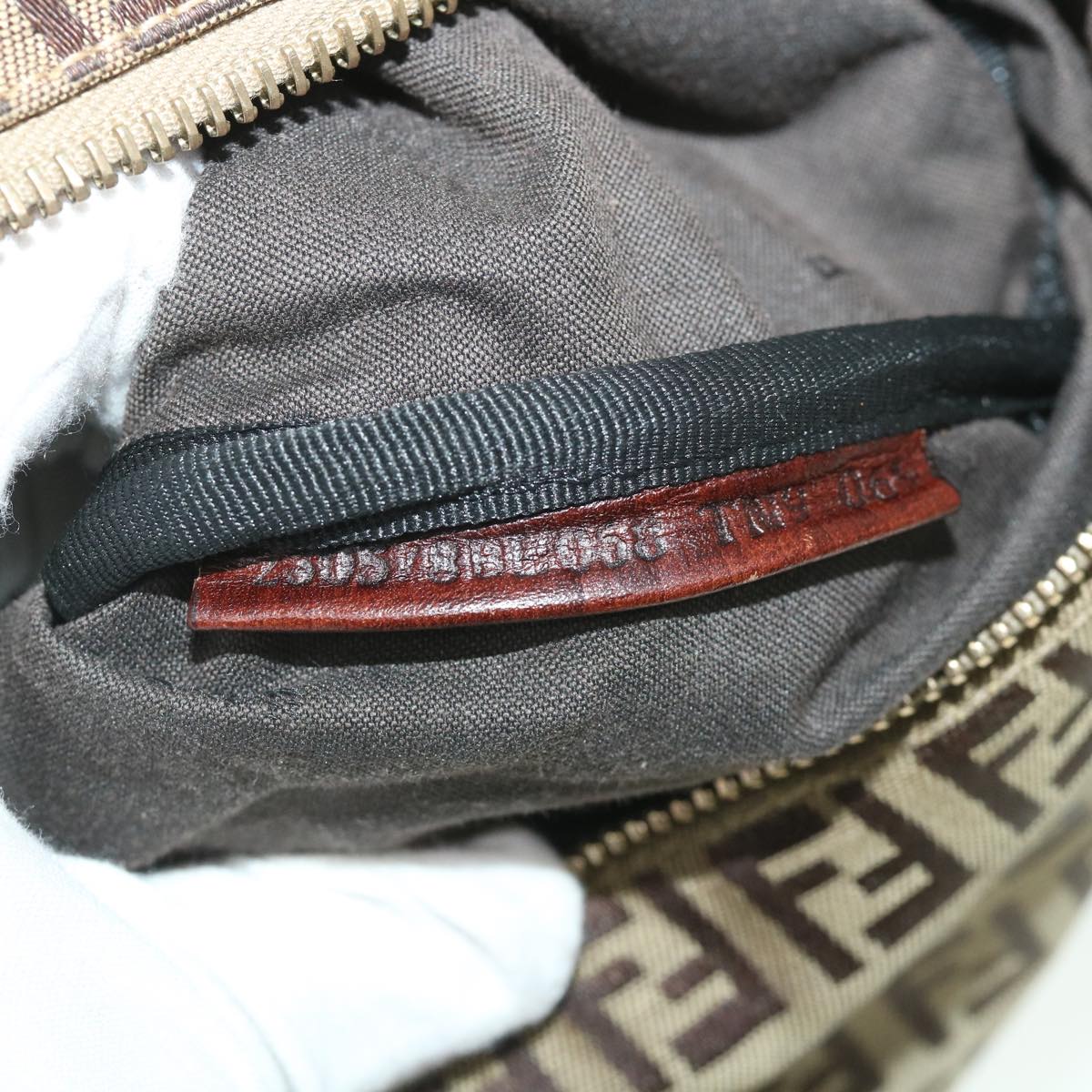 FENDI Zucchino Canvas Boston Bag Leather Beige yk8979