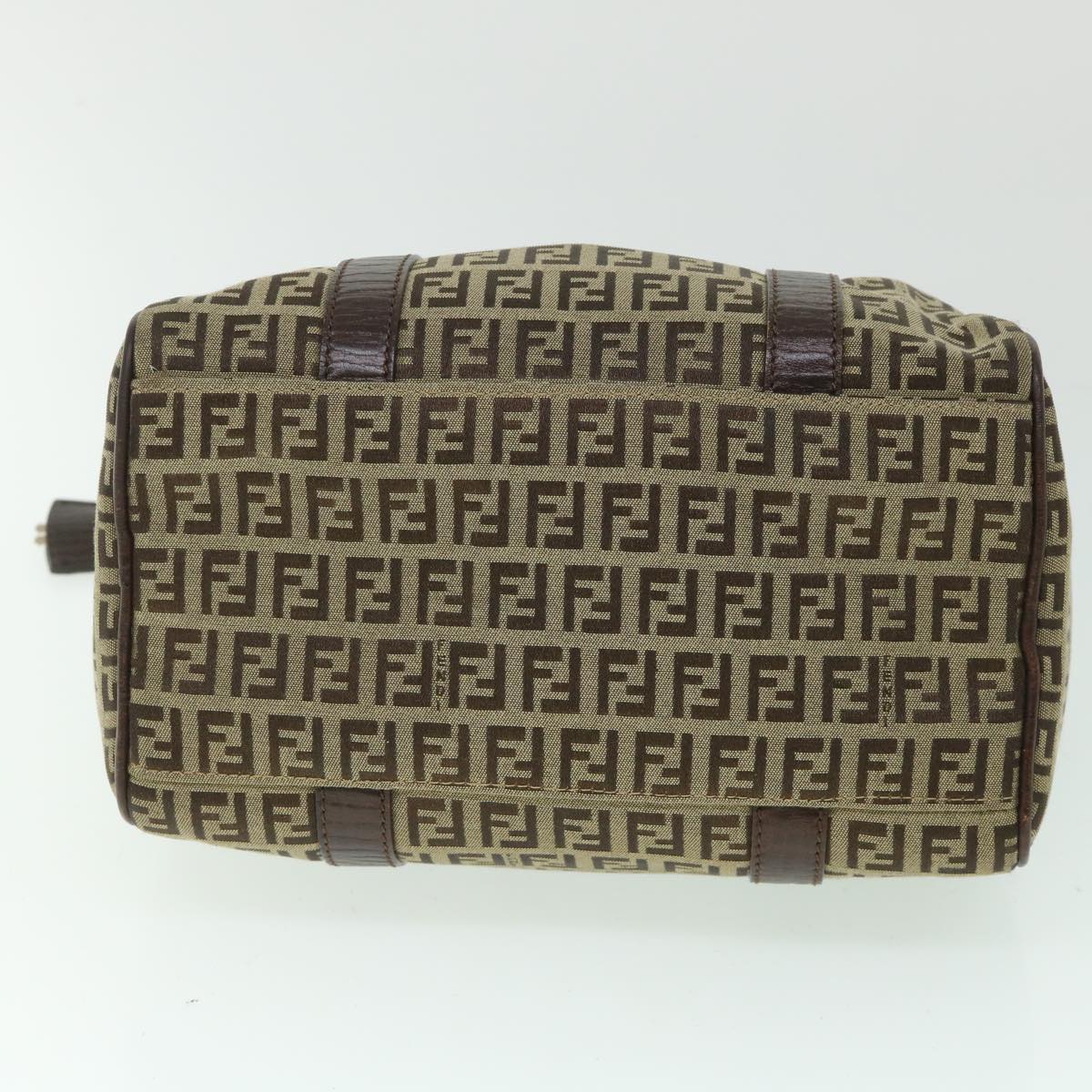 FENDI Zucchino Canvas Boston Bag Leather Beige yk8979