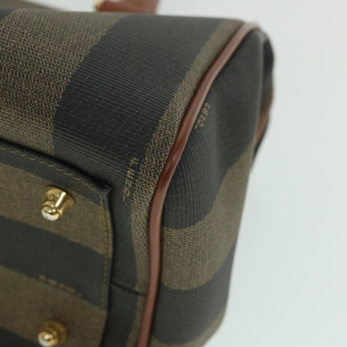 FENDI Pecan Canvas Hand Bag 2way Black Brown yk8994