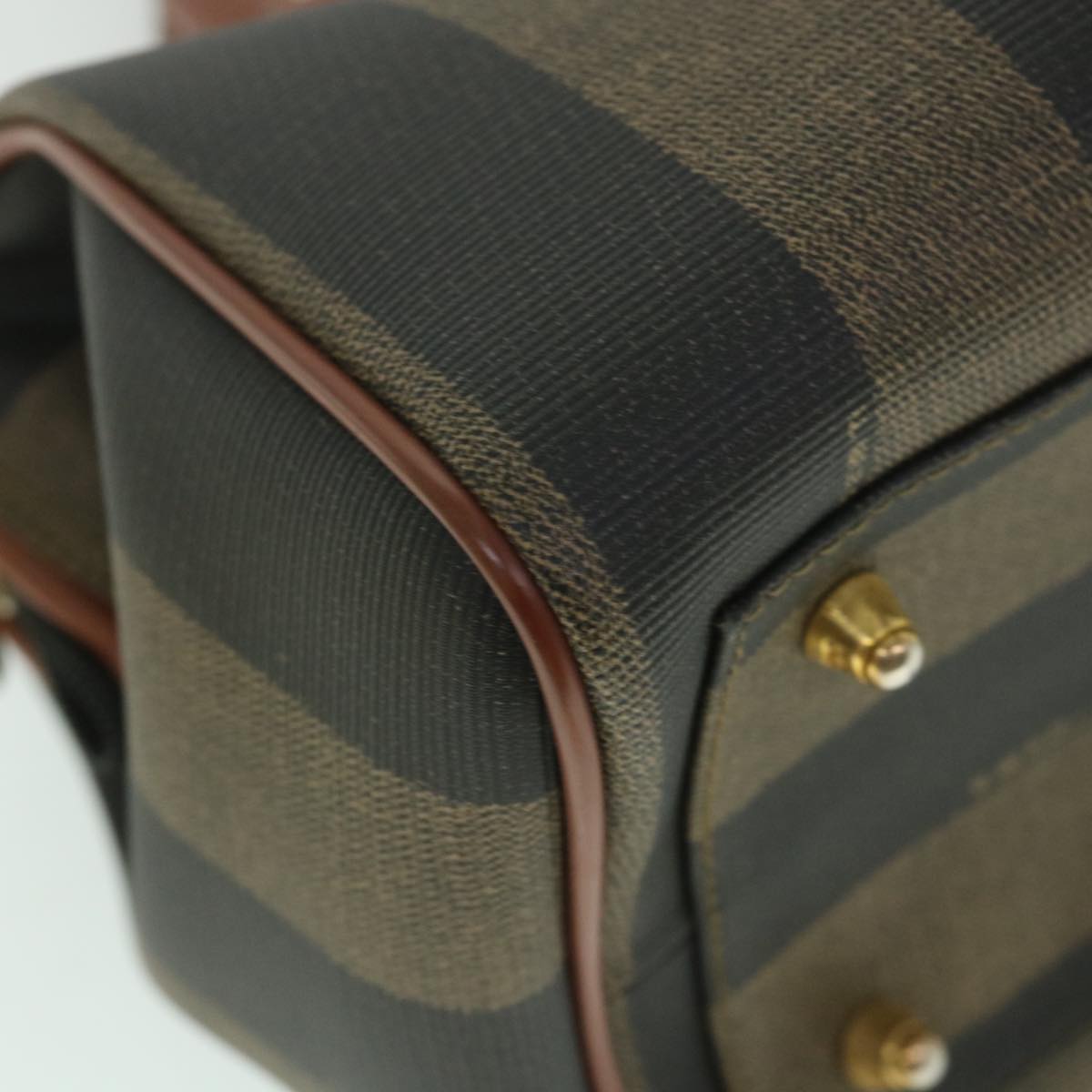 FENDI Pecan Canvas Hand Bag 2way Black Brown yk8994