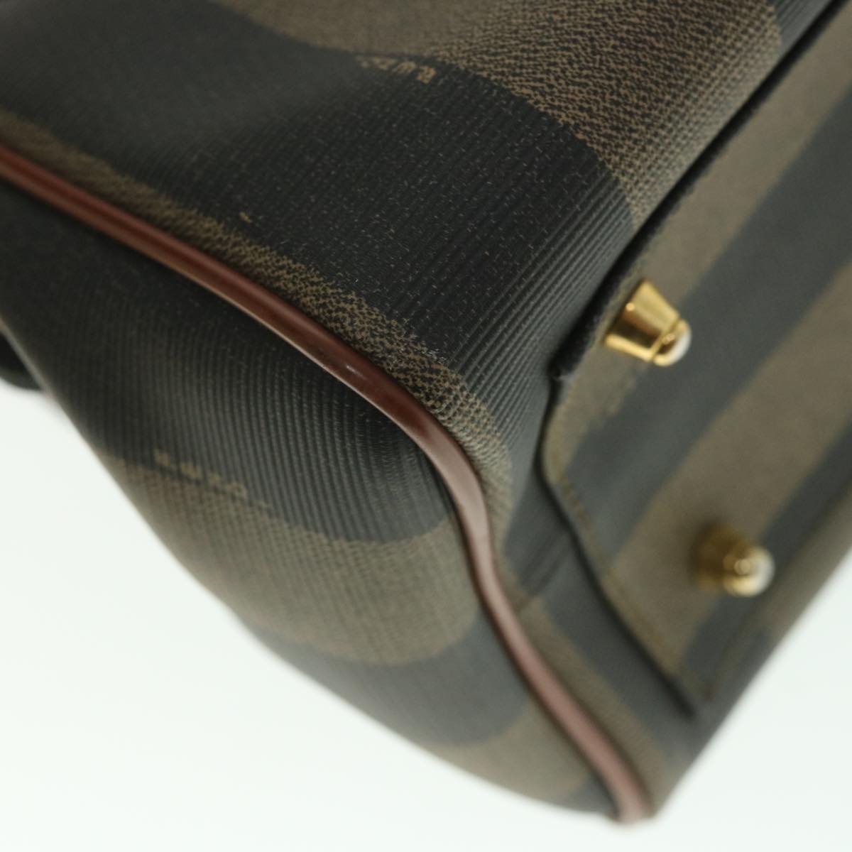 FENDI Pecan Canvas Hand Bag 2way Black Brown yk8994