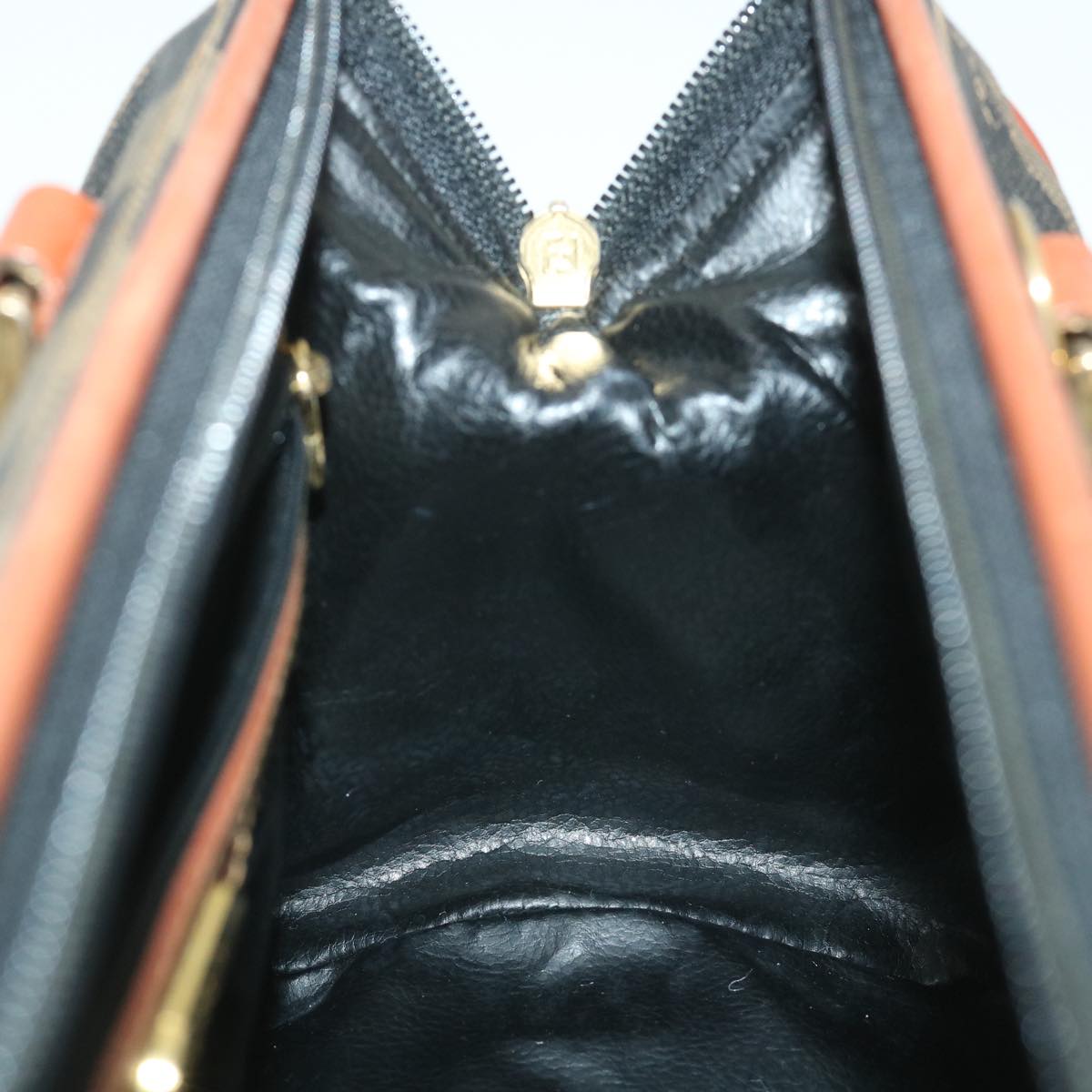 FENDI Pecan Canvas Hand Bag 2way Black Brown yk8994