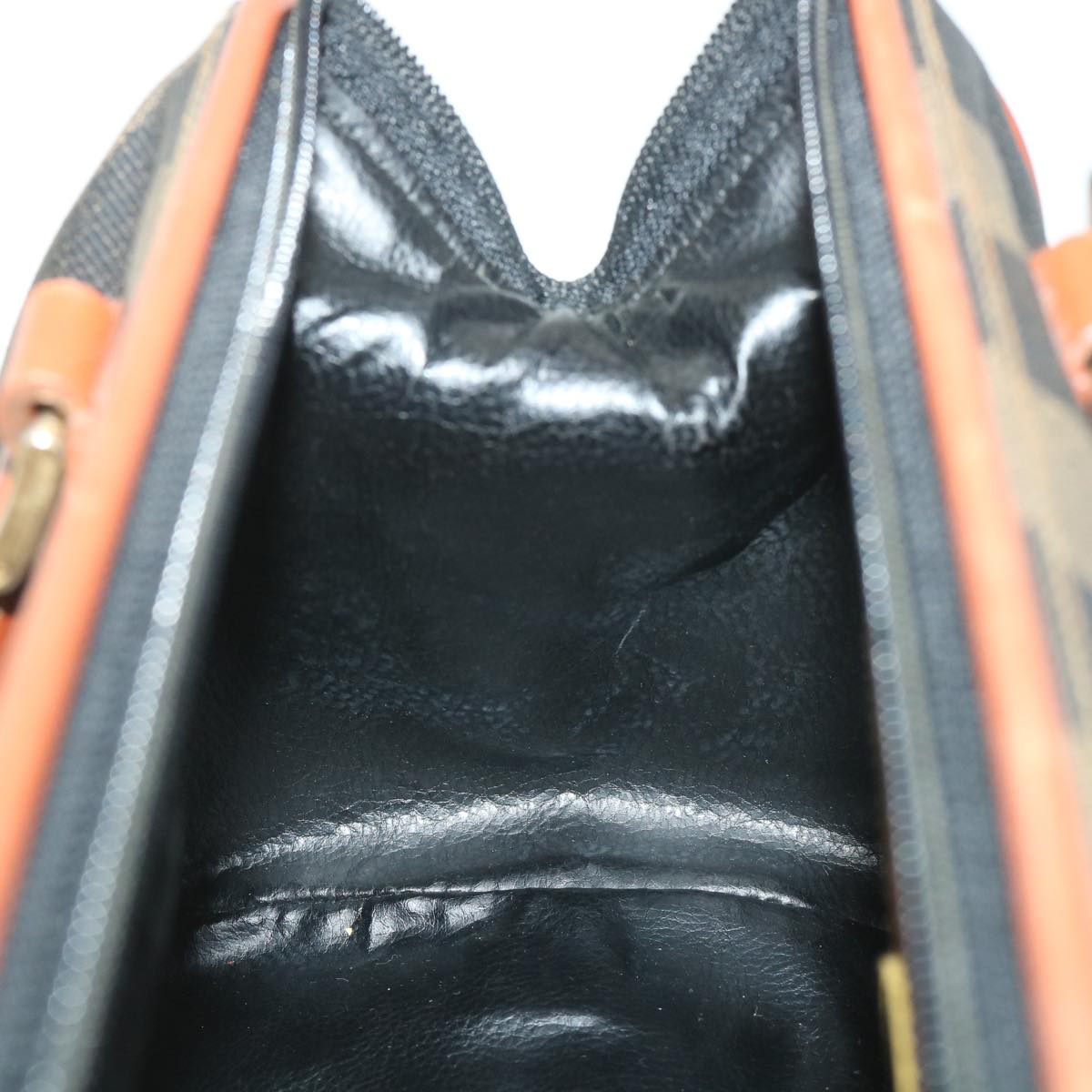 FENDI Pecan Canvas Hand Bag 2way Black Brown yk8994