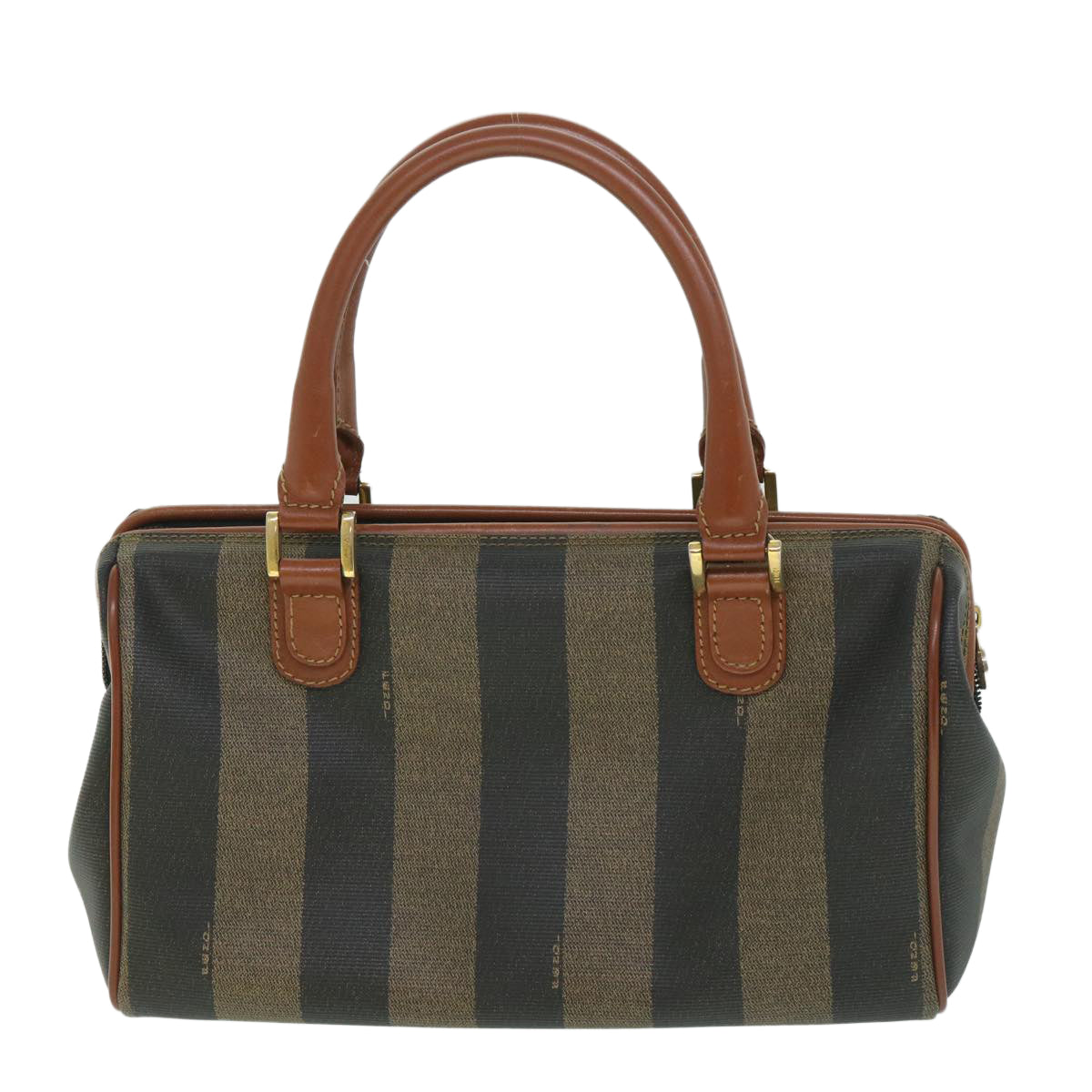 FENDI Pecan Canvas Hand Bag 2way Black Brown yk8994
