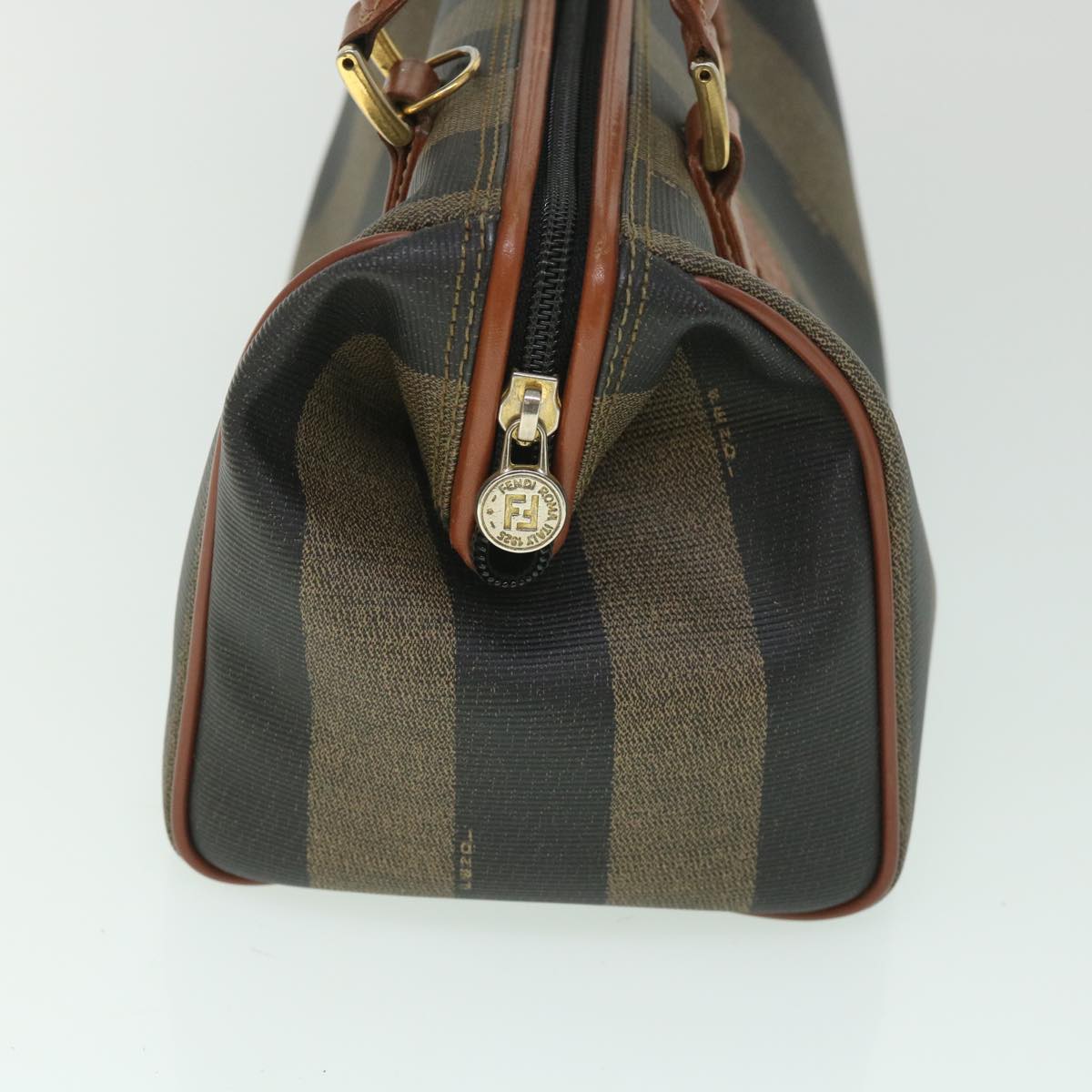 FENDI Pecan Canvas Hand Bag 2way Black Brown yk8994