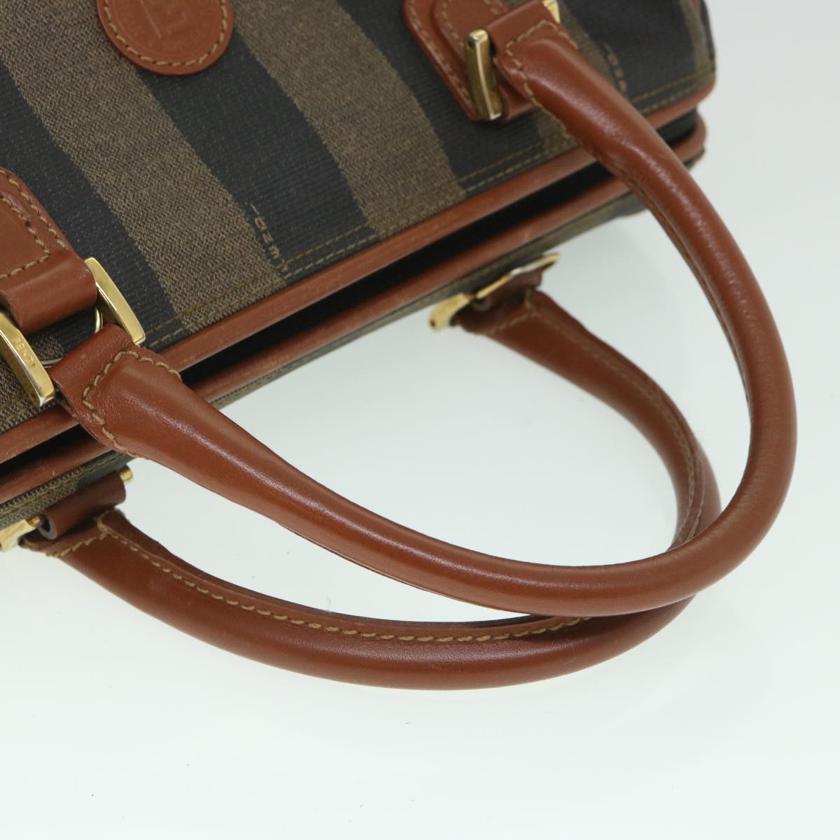 FENDI Pecan Canvas Hand Bag 2way Black Brown yk8994