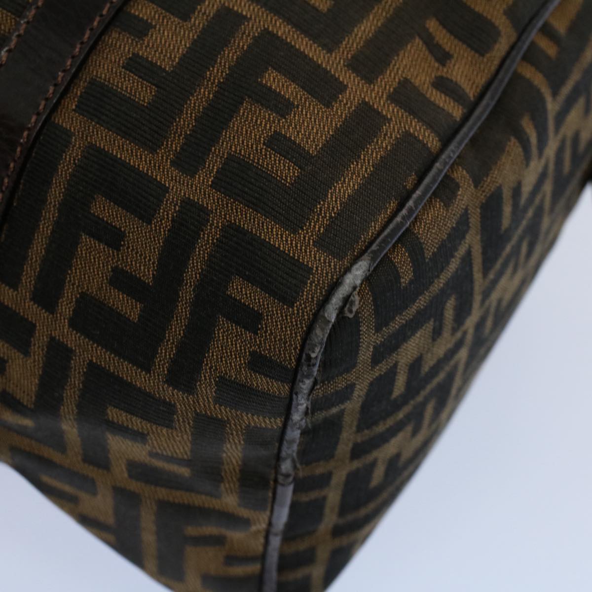 FENDI Zucca Canvas Boston Bag Leather Black Brown 2119 16327 089 yk9006