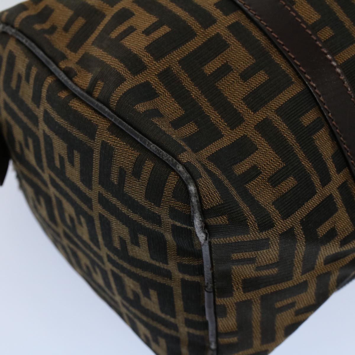 FENDI Zucca Canvas Boston Bag Leather Black Brown 2119 16327 089 yk9006