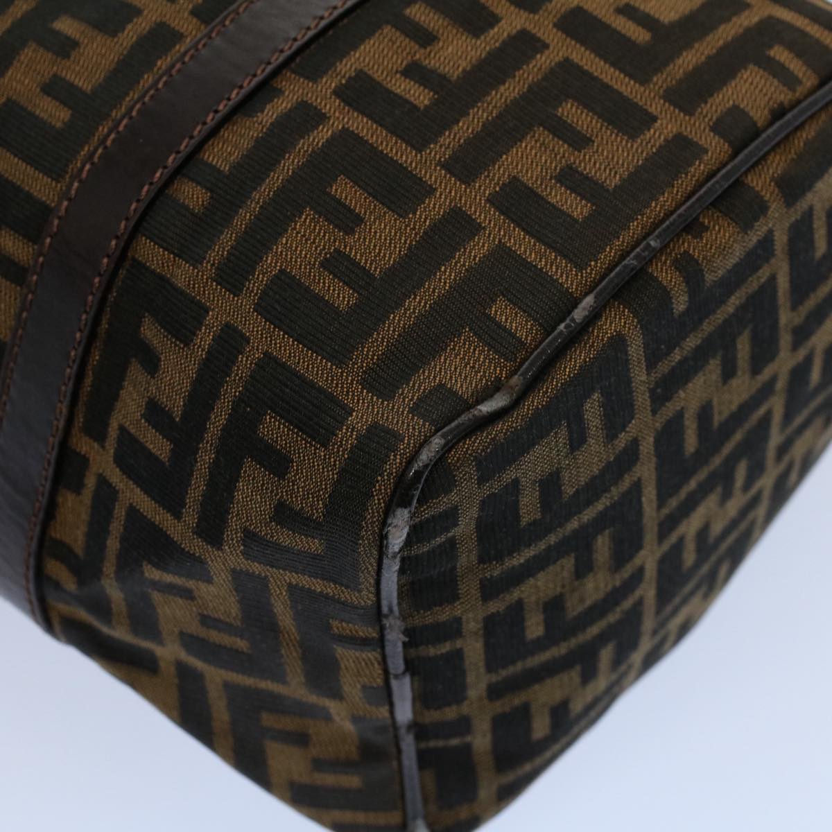 FENDI Zucca Canvas Boston Bag Leather Black Brown 2119 16327 089 yk9006