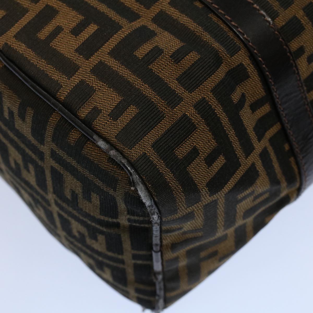 FENDI Zucca Canvas Boston Bag Leather Black Brown 2119 16327 089 yk9006