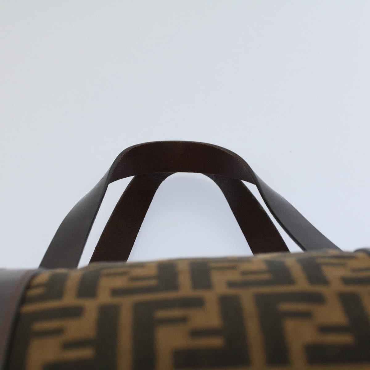 FENDI Zucca Canvas Boston Bag Leather Black Brown 2119 16327 089 yk9006