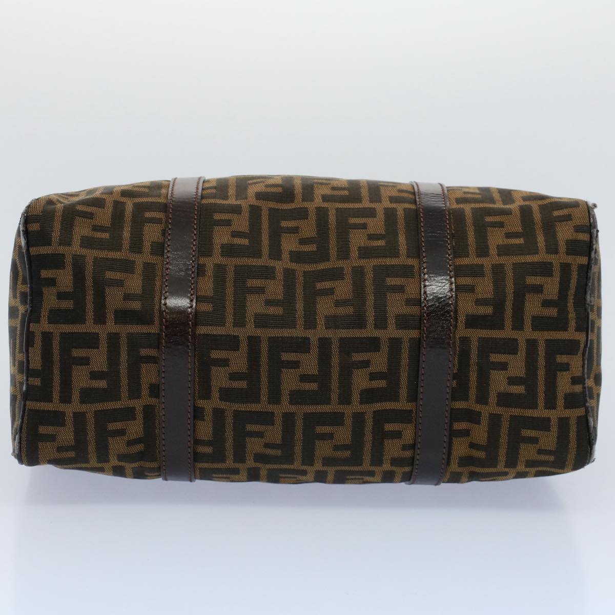 FENDI Zucca Canvas Boston Bag Leather Black Brown 2119 16327 089 yk9006