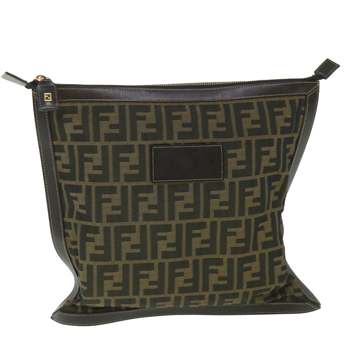 FENDI Zucca Canvas Clutch Bag Black Brown yk9025