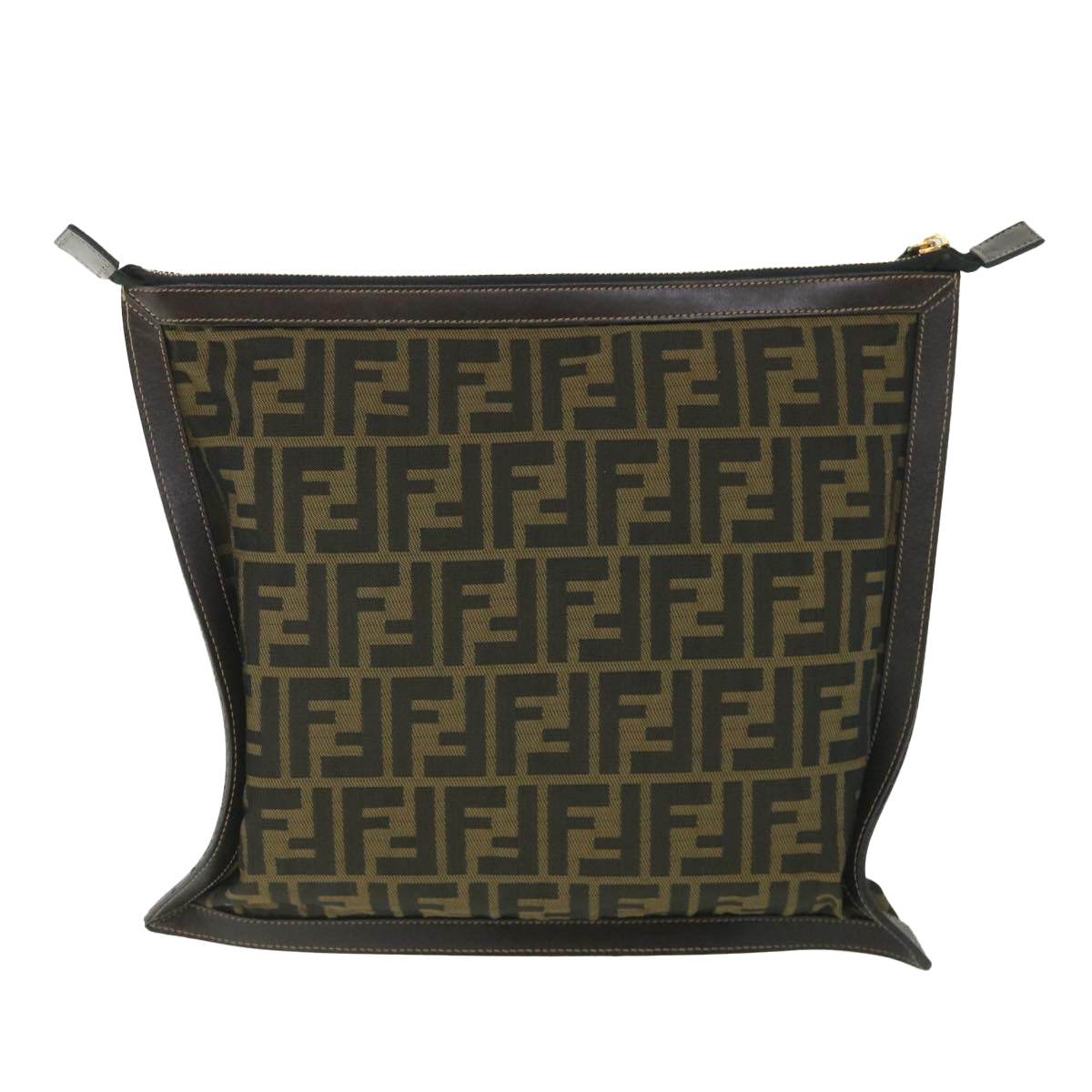 FENDI Zucca Canvas Clutch Bag Black Brown yk9025