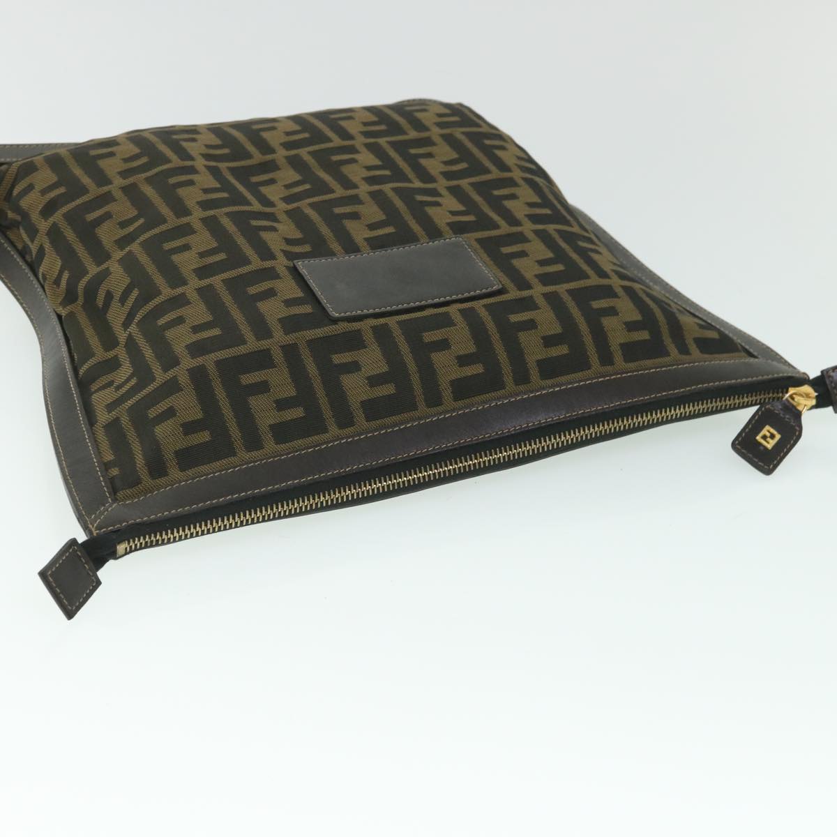 FENDI Zucca Canvas Clutch Bag Black Brown yk9025