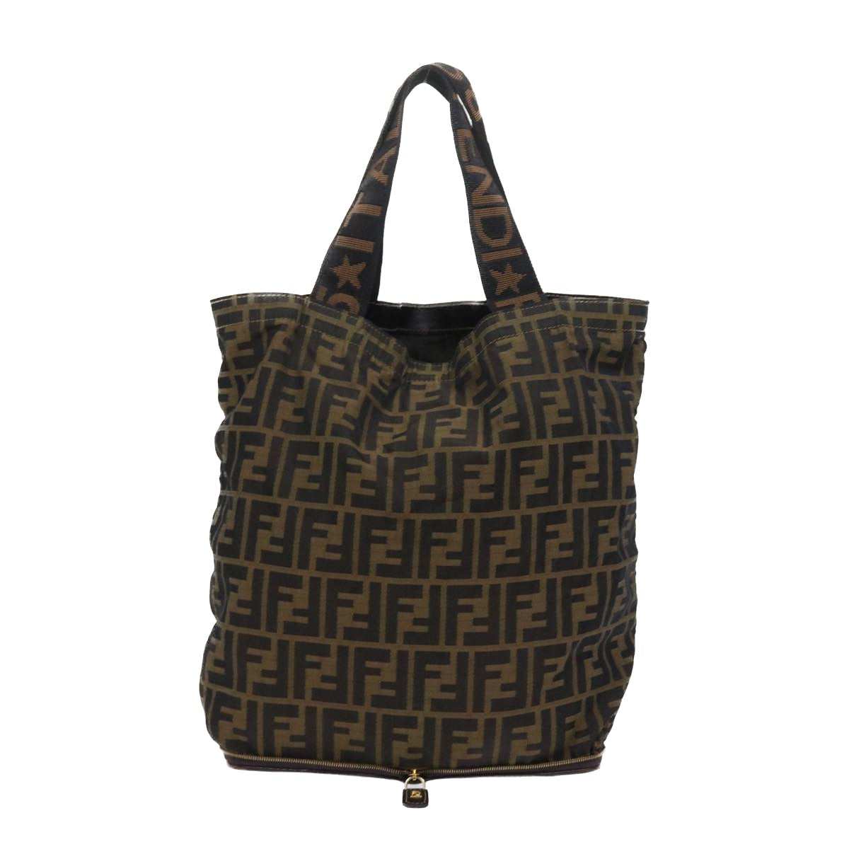 FENDI Zucca Canvas Tote Bag Black Brown yk9026