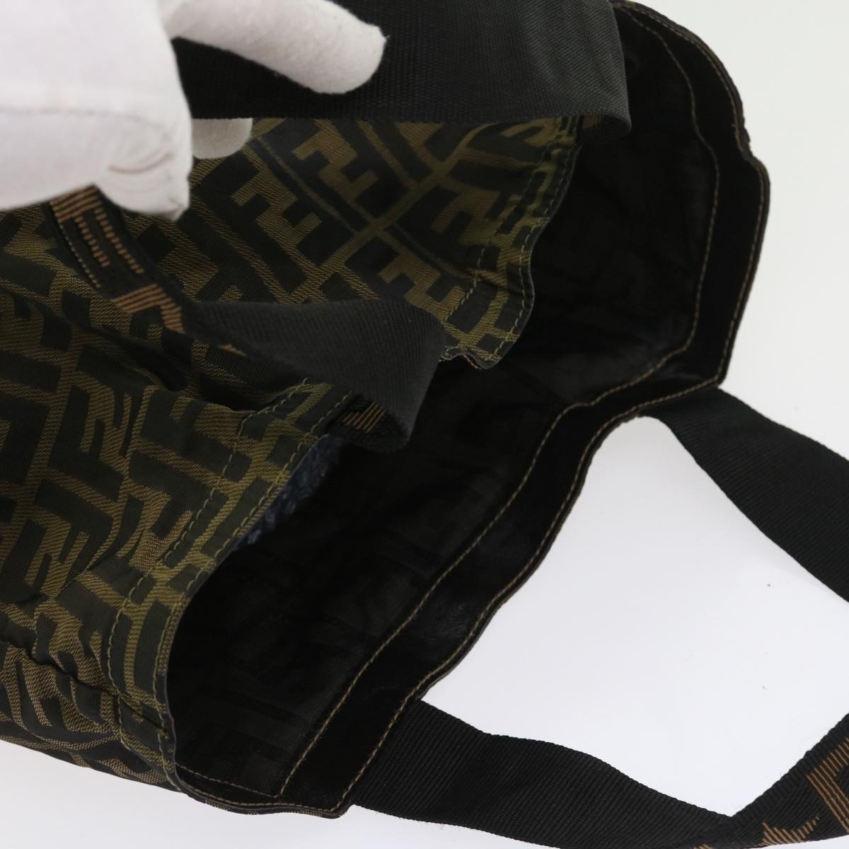 FENDI Zucca Canvas Tote Bag Black Brown yk9026