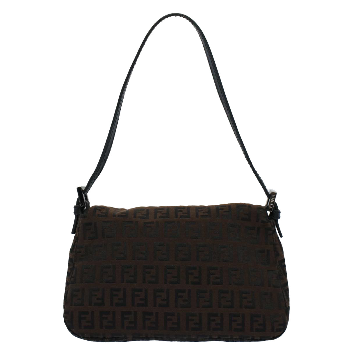FENDI Zucchino Canvas Mini Mamma Baguette Shoulder Bag Brown yk9034