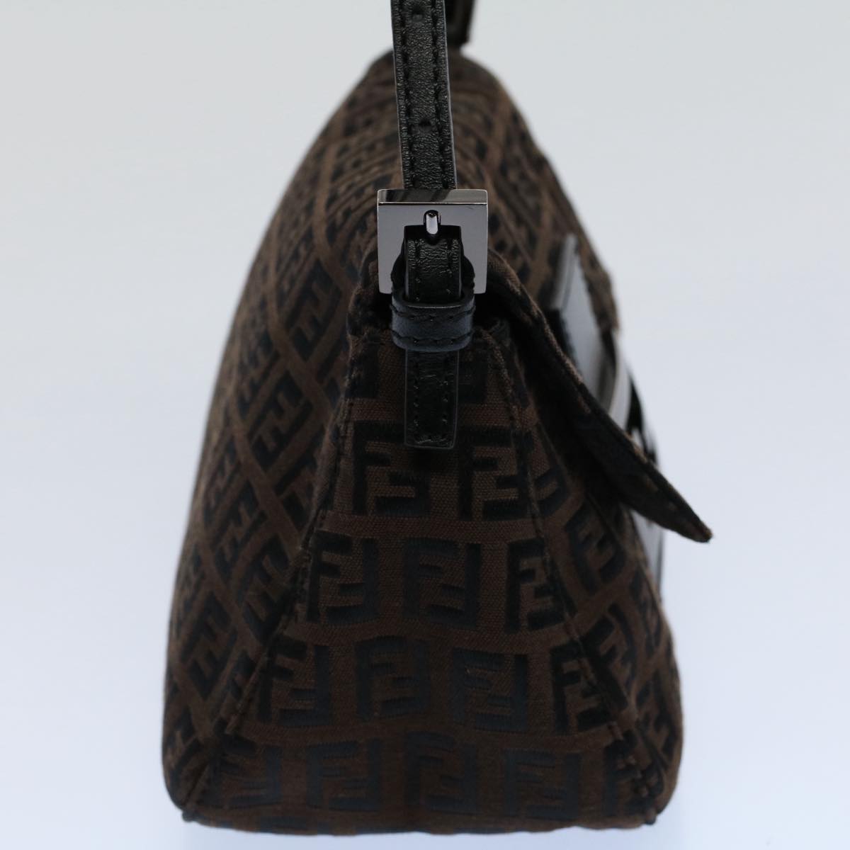 FENDI Zucchino Canvas Mini Mamma Baguette Shoulder Bag Brown yk9034