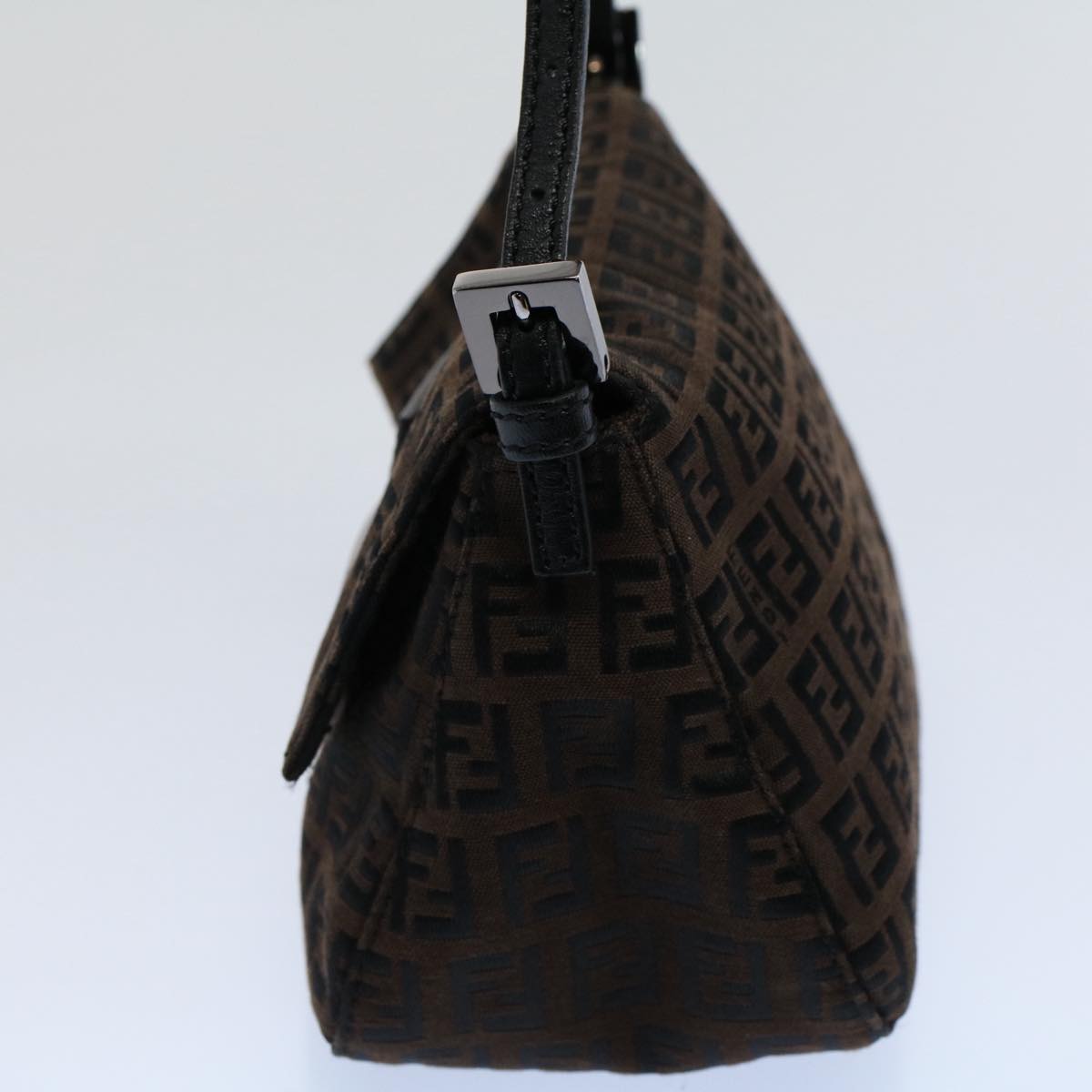 FENDI Zucchino Canvas Mini Mamma Baguette Shoulder Bag Brown yk9034
