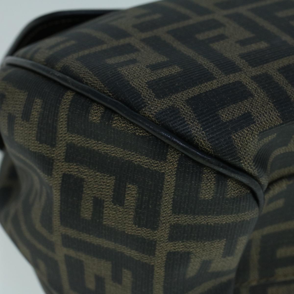 FENDI Zucca Canvas Shoulder Bag Coated Canvas Brown Black yk9059