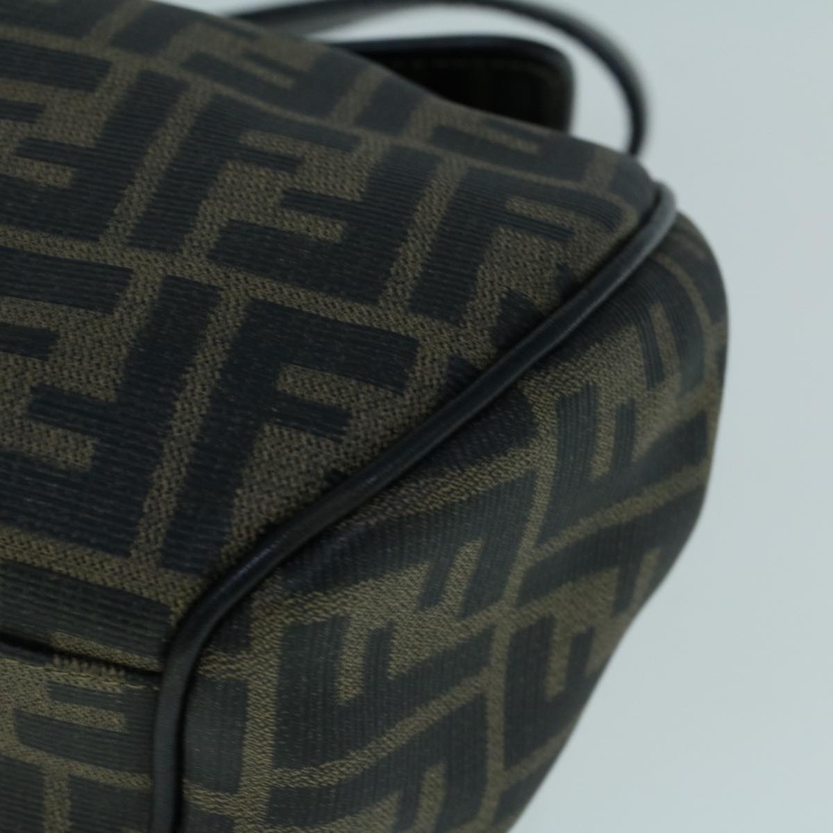 FENDI Zucca Canvas Shoulder Bag Coated Canvas Brown Black yk9059