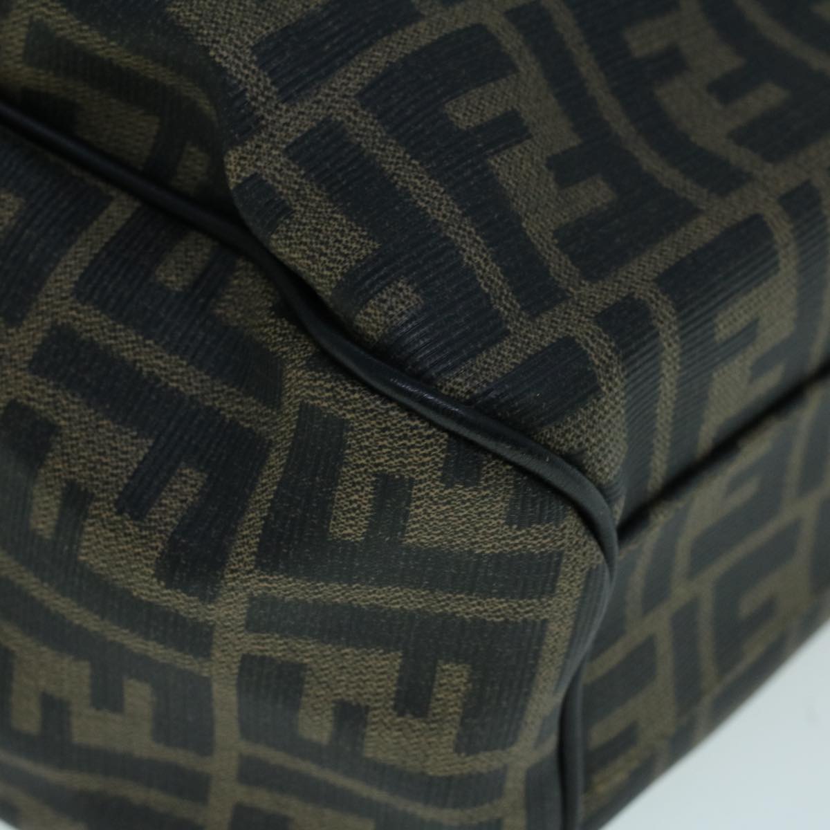 FENDI Zucca Canvas Shoulder Bag Coated Canvas Brown Black yk9059