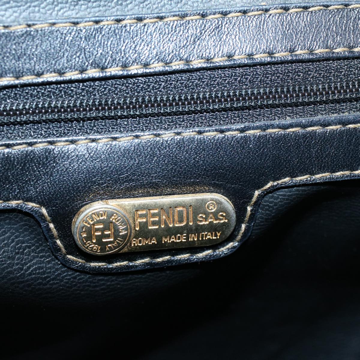 FENDI Zucca Canvas Shoulder Bag Coated Canvas Brown Black yk9059
