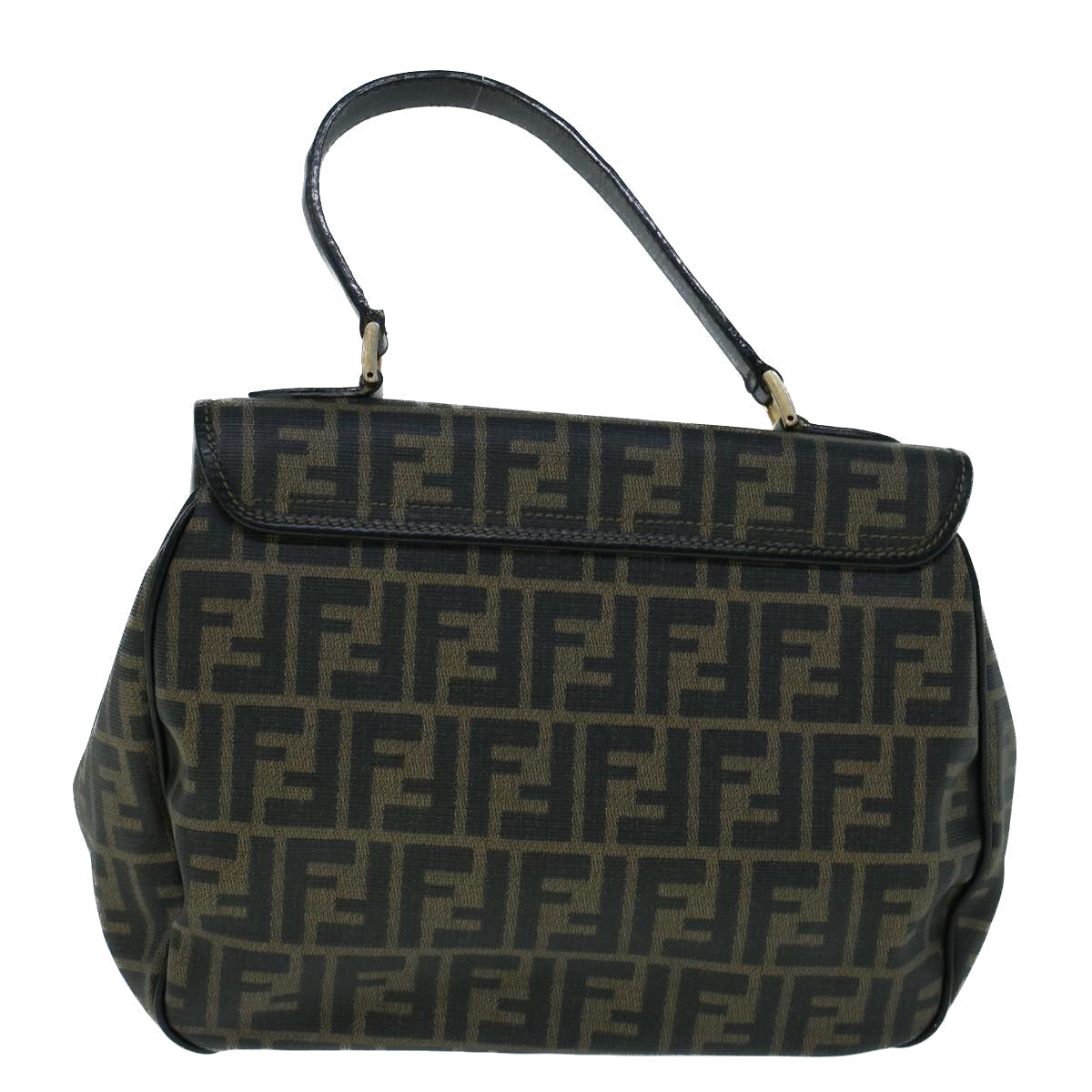 FENDI Zucca Canvas Shoulder Bag Coated Canvas Brown Black yk9059