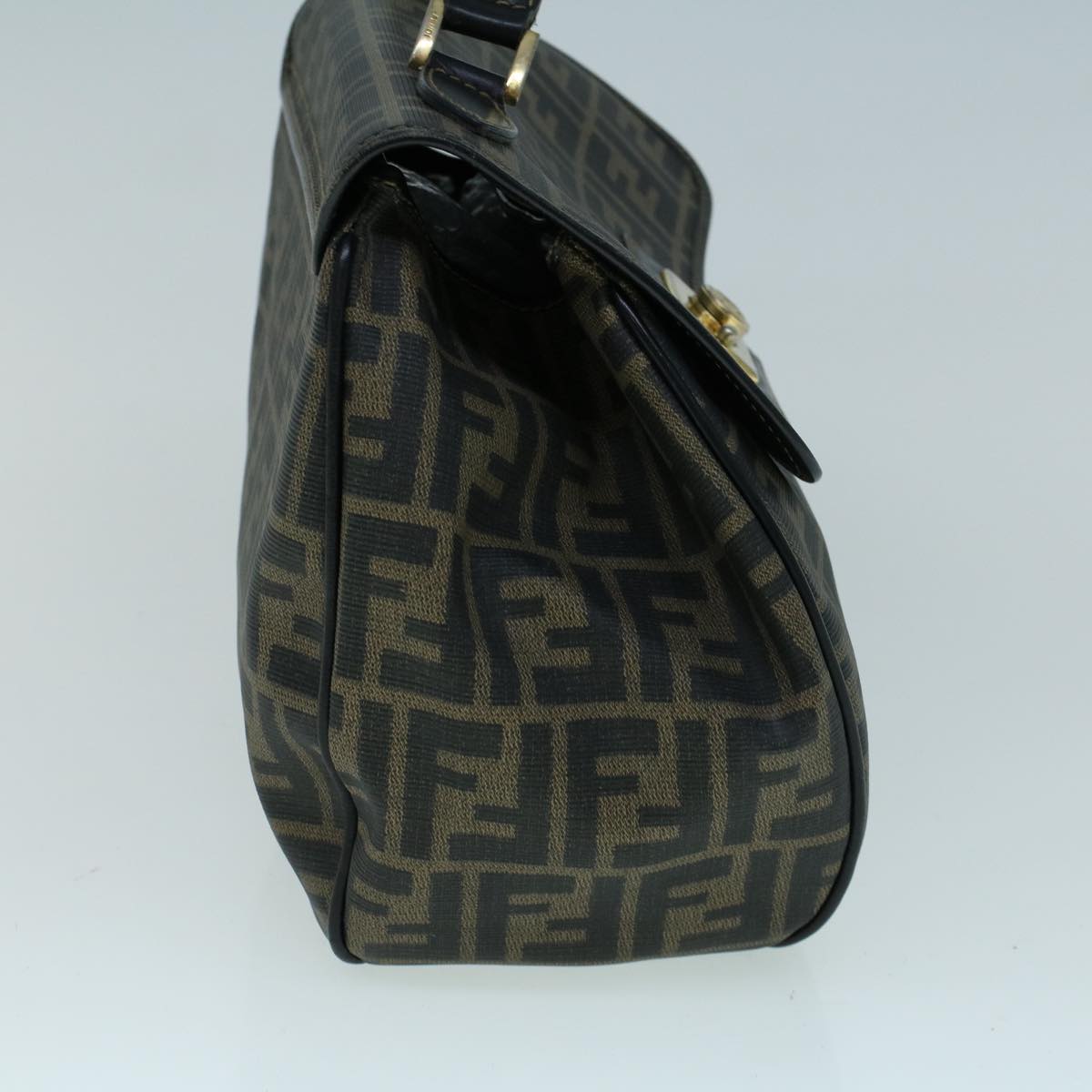 FENDI Zucca Canvas Shoulder Bag Coated Canvas Brown Black yk9059