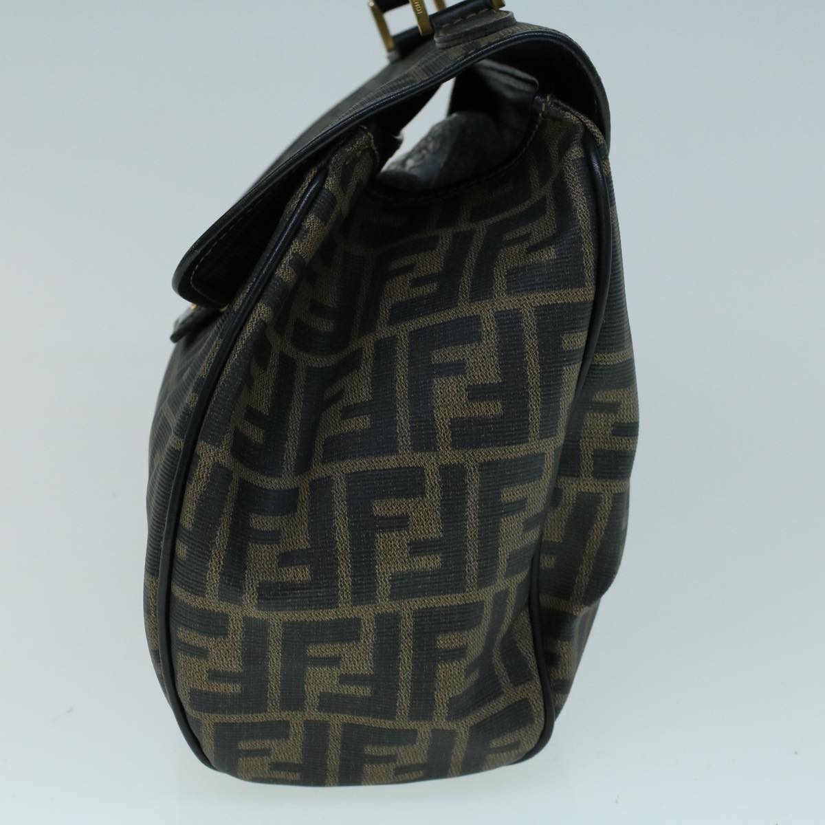 FENDI Zucca Canvas Shoulder Bag Coated Canvas Brown Black yk9059