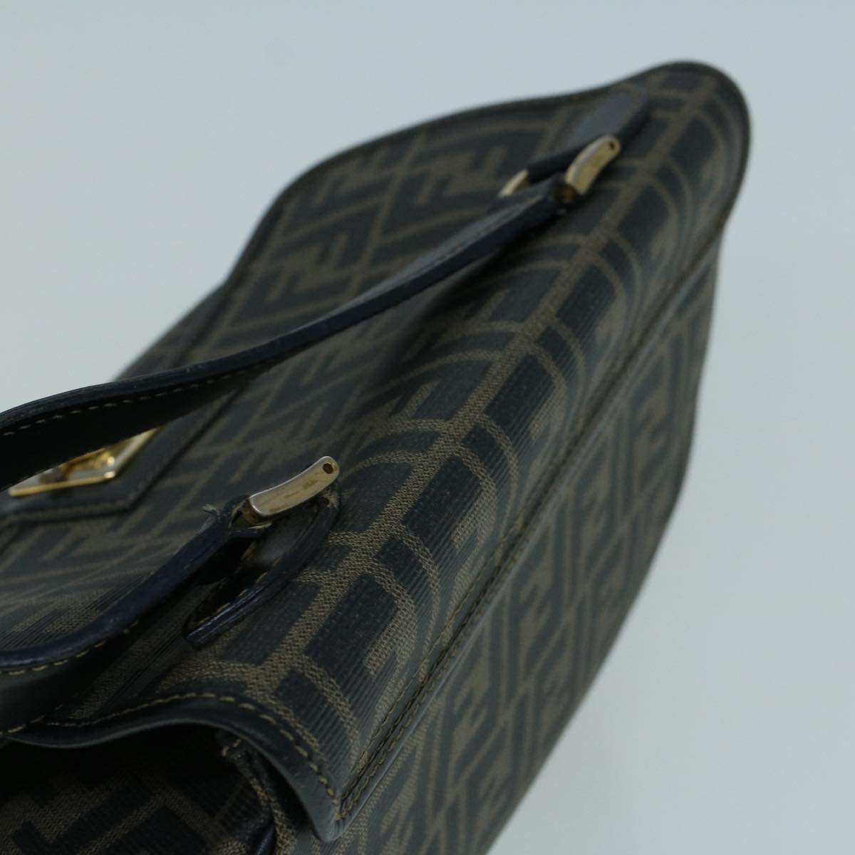 FENDI Zucca Canvas Shoulder Bag Coated Canvas Brown Black yk9059