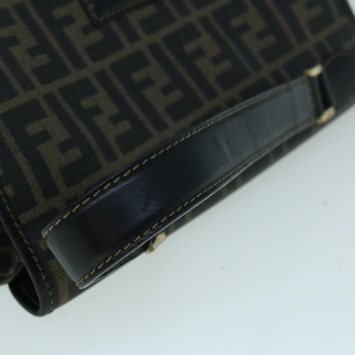 FENDI Zucca Canvas Shoulder Bag Coated Canvas Brown Black yk9059